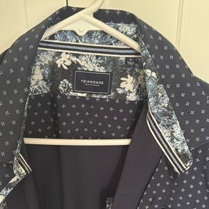 7 Diamonds Blue Tailored Blazer with Polka Dot Lining